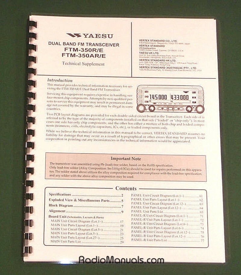 Yaesu FTM-350R Service Manual - Click Image to Close